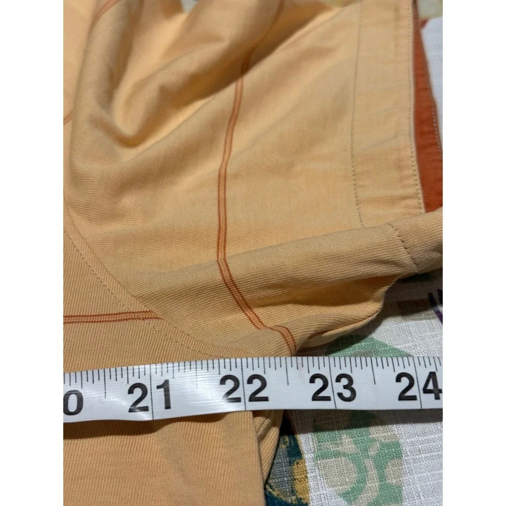 Banana Republic Mens Short Sleeve Striped Polo Shirt Orange Yellow Cotton Large